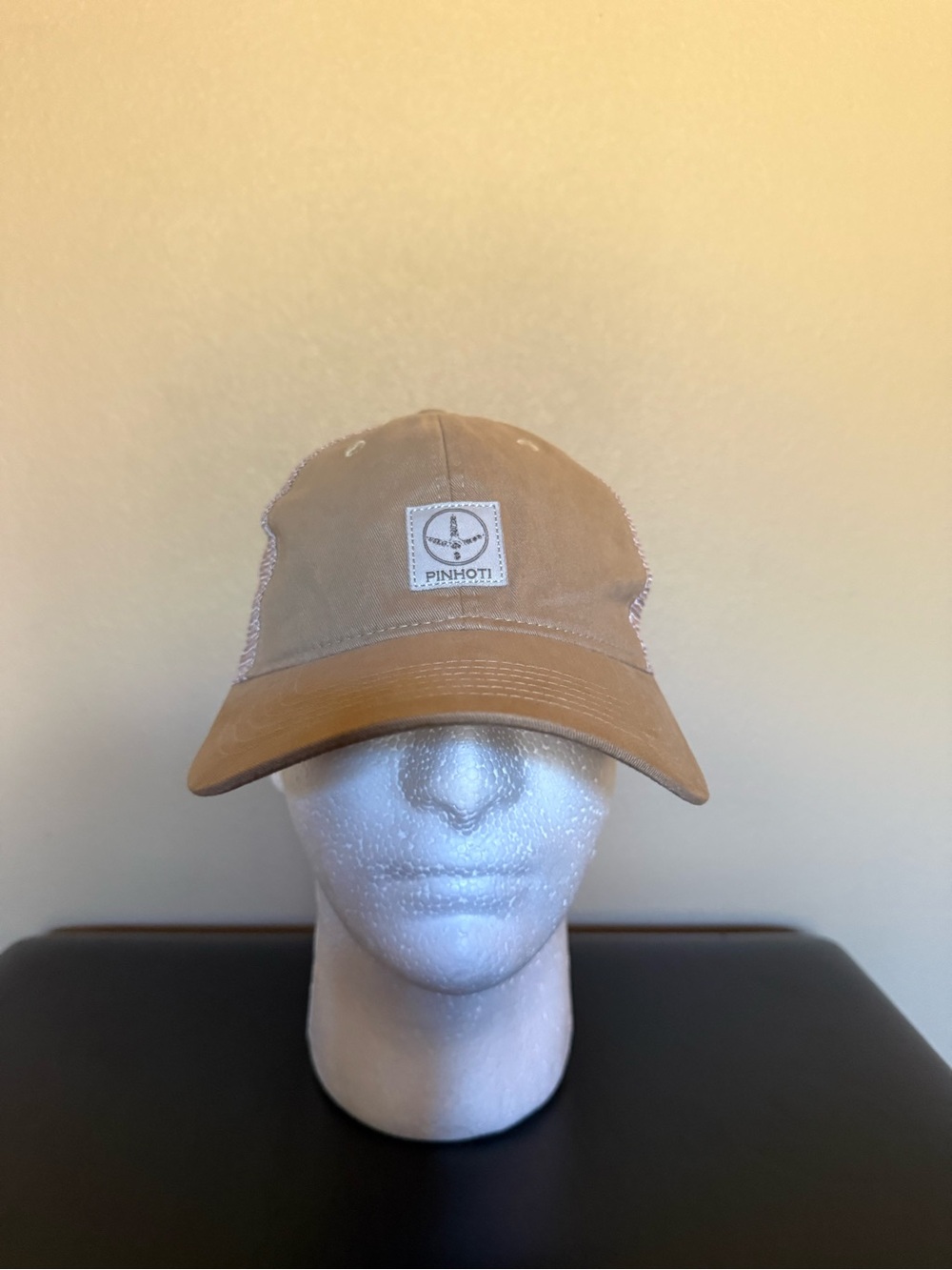Pinhoti Men's Tan Canvas Cap with Leather-Look Brim